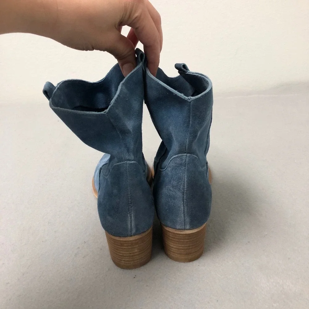 Sundance Suede Ankle Boots Women 38 Blue Western Stacked‎ Block Heel Albania